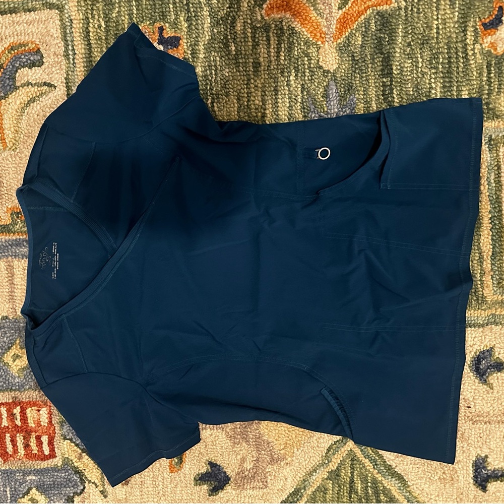 Cherokee carribean blue scrub Top